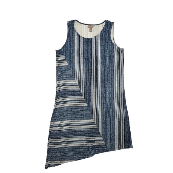 CHICOS Jersey Knit Sleeveless Dress in Blue & Ivory Stripe Size XL (3) Rayon - Picture 4 of 9
